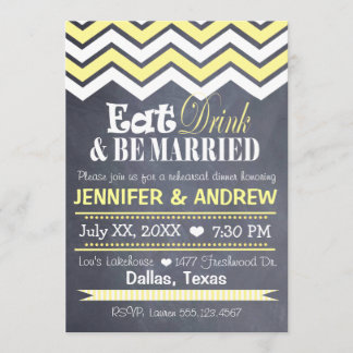 Yellow Chevron Rehearsal Invitation