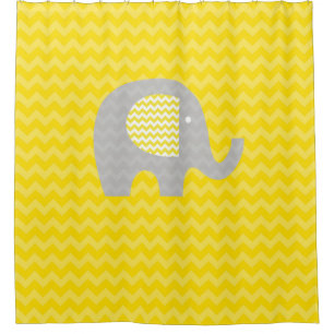 Yellow Chevron Stripe With Grey Elephant