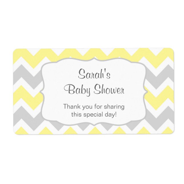 Yellow Chevron Water Bottle or favour u customize (Front)