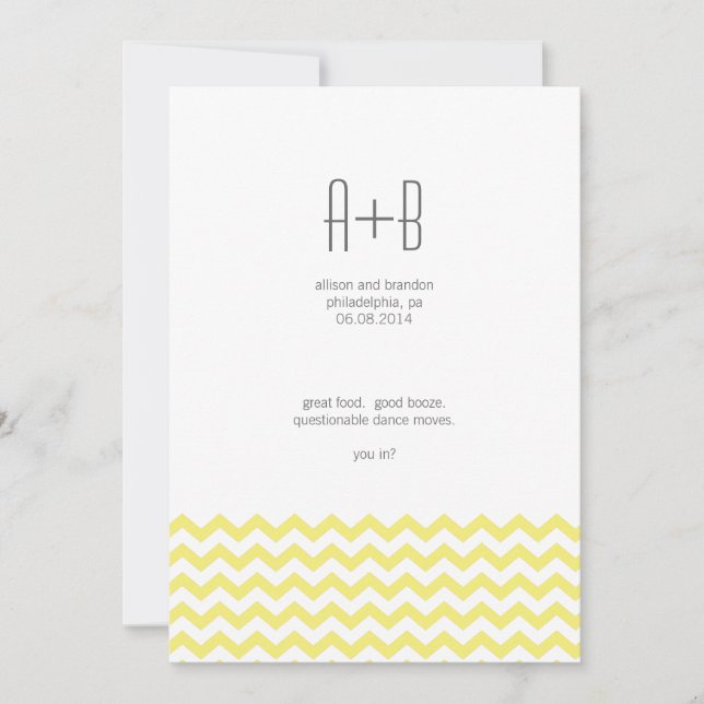 Yellow Chevron You In? Save the Date (Front)