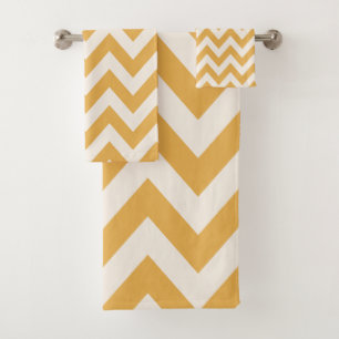 Yellow Chevron Zigzag Pattern Bath Towel Set
