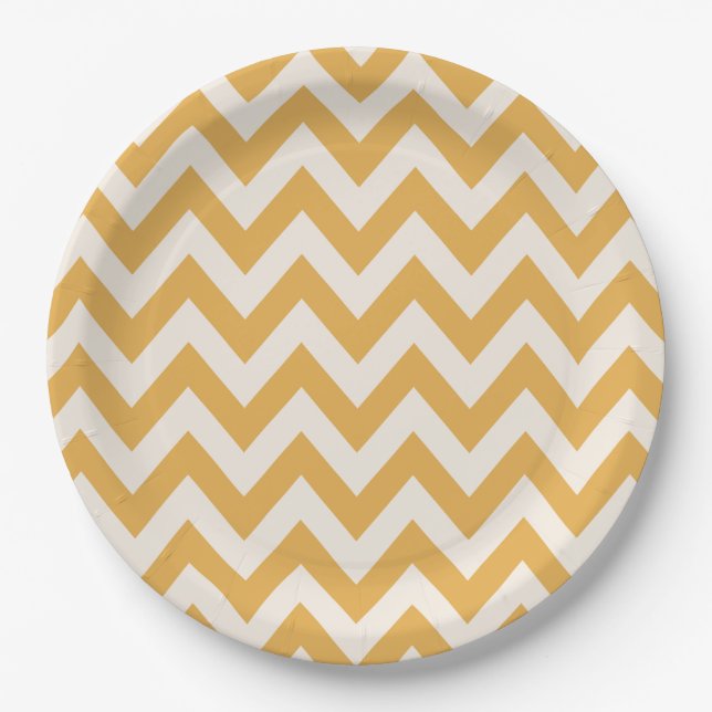 Yellow Chevron Zigzag Pattern  Paper Plate (Front)