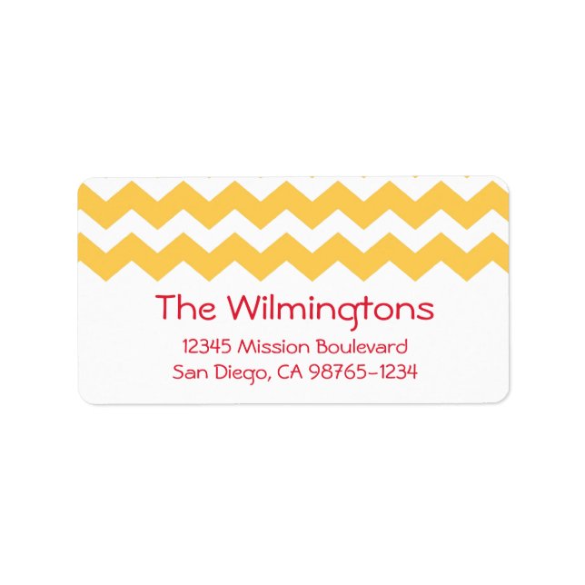 Yellow chevron zigzag pattern return address label (Front)