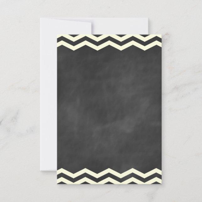 Yellow Chevrons on Chalkboard RSVP Card (Front)