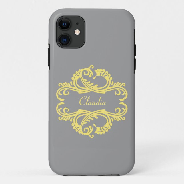 Yellow Chic Damask BT iPhone 5 Case (Back)