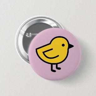 Yellow Chick Bird On A Pink 2 Inch Round Button