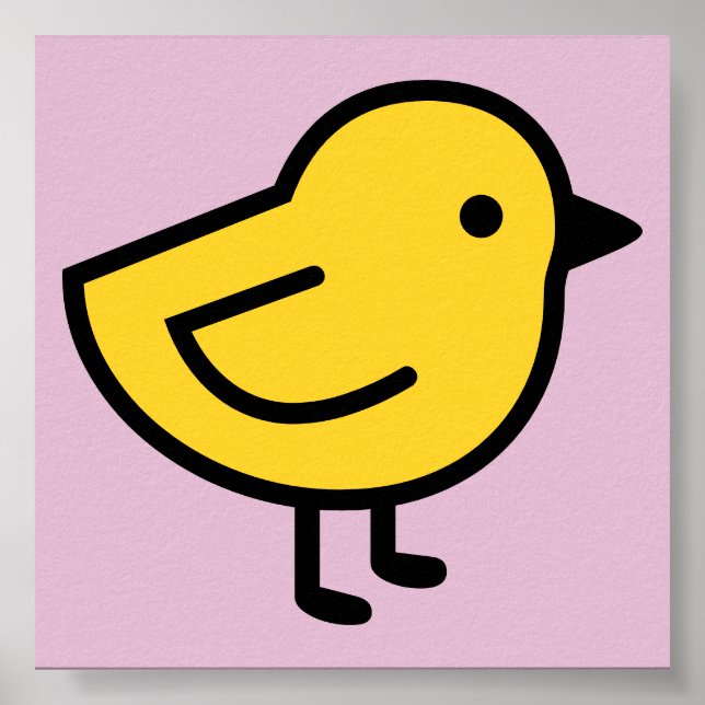 Yellow Chick Bird On A Pink Poster (Front)