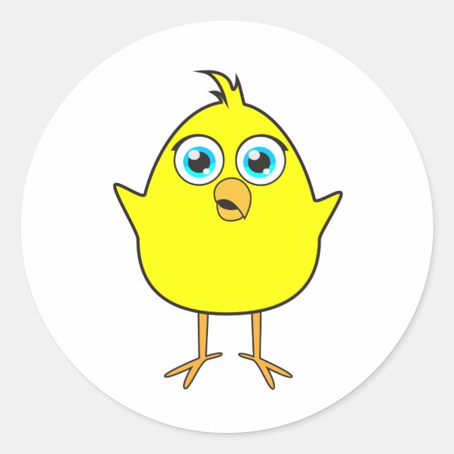 Yellow chick classic round sticker (Front)