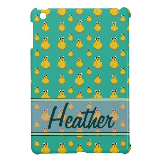 Yellow Chick Pattern Name Template Cover For The iPad Mini