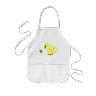 Yellow Chick with Purple Coneflower Kids Apron