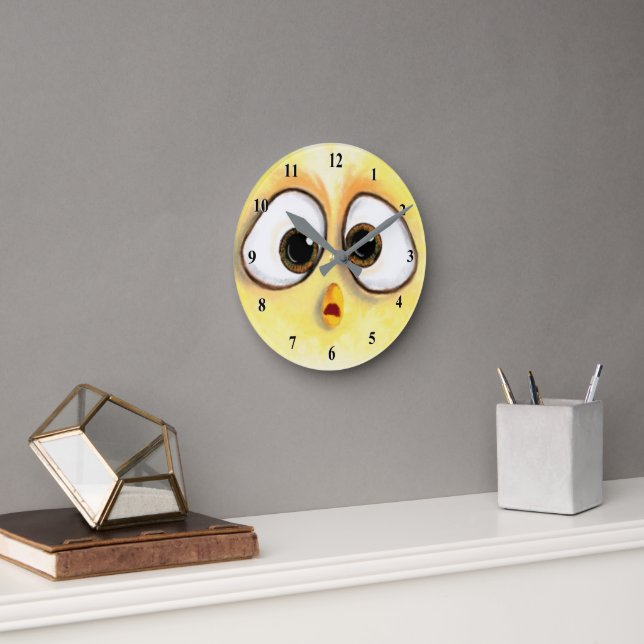 Yellow Chicken Surprised Eyes Clock (Office)