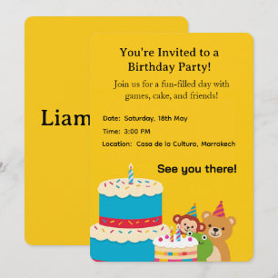  Yellow Childish Birthday Invitation Card – Fun Ki