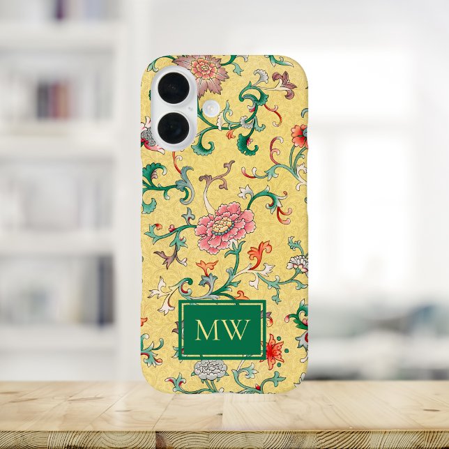 Yellow Chinese Floral Custom Monogram Case-Mate iPhone Case (Creator Uploaded)