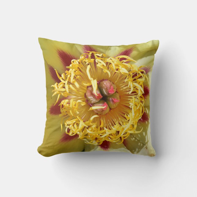 Yellow Chinese peony flower Wrapping Paper Throw Pillow (Front)
