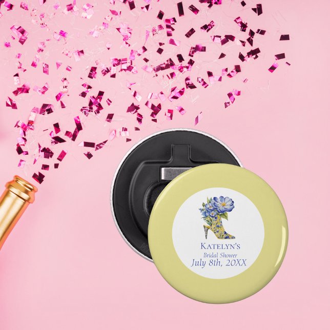 Yellow Chinoiserie High-Heel Shoe Bridal Shower  Bottle Opener (Creator Uploaded)