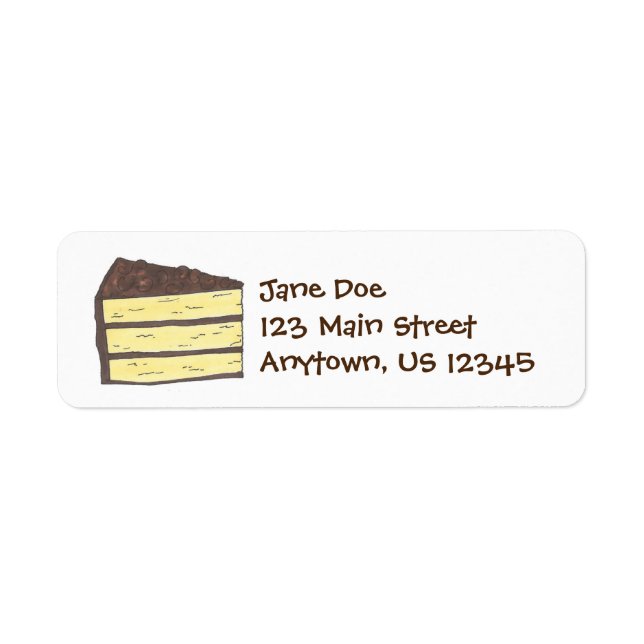 Yellow Chocolate Frosted Layer Cake Slice Labels (Front)