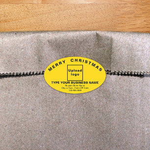 Yellow Christmas Business Oval Shape Sticker