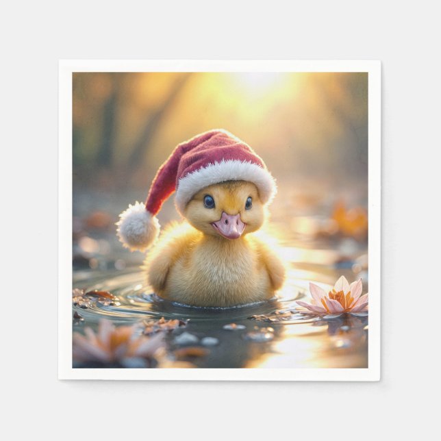 Yellow Christmas Duckling Napkin (Front)