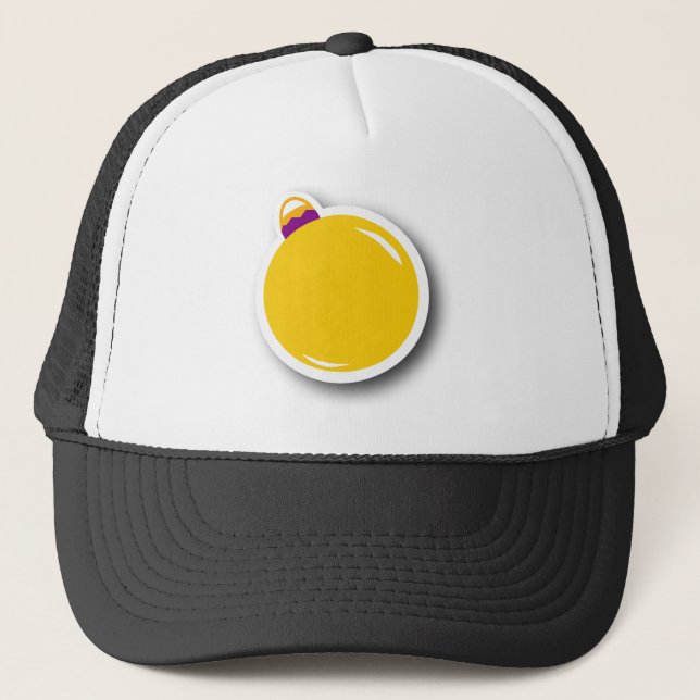 Yellow Christmas Ornament (Round) Trucker Hat (Front)