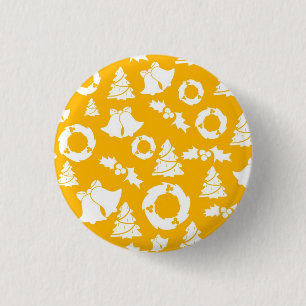 Yellow Christmas Pattern 1 Inch Round Button