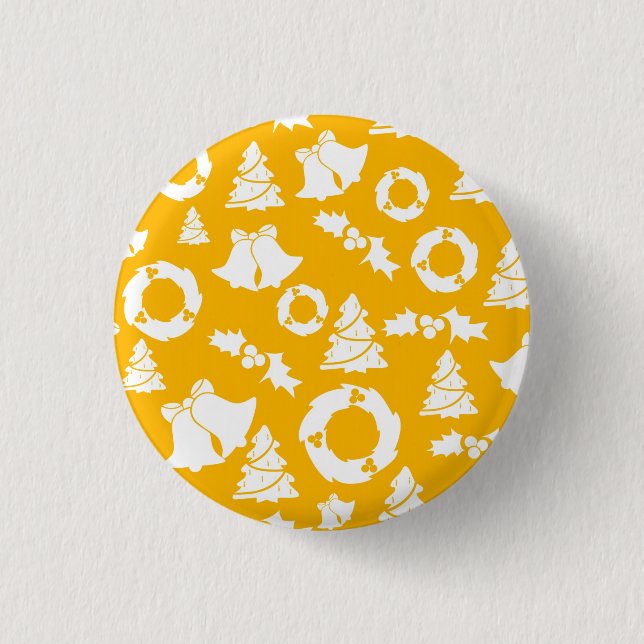 Yellow Christmas Pattern 1 Inch Round Button (Front)