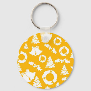 Yellow Christmas Pattern Keychain