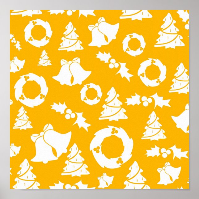 Yellow Christmas Pattern Poster (Front)