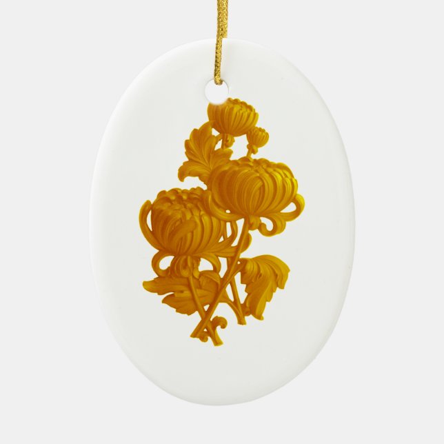 Yellow Chrysanthemum Ceramic Ornament (Front)
