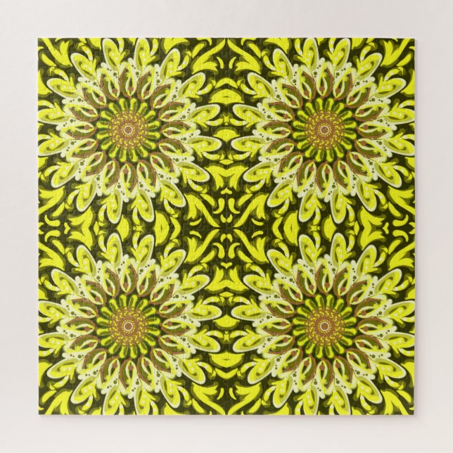 Yellow Chrysanthemum Floral Pattern Abstract  Jigsaw Puzzle (Vertical)