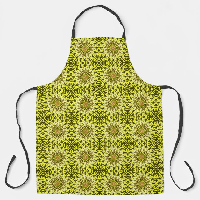 Yellow Chrysanthemum Floral Patterned Abstract  Apron (Front)