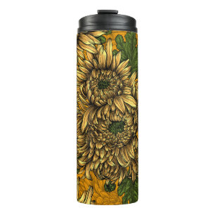 Yellow chrysanthemum flowers thermal tumbler