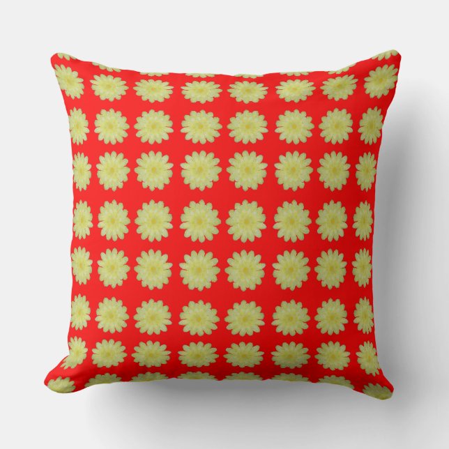 Yellow Chrysanthemum in Orange Background Throw Pillow (Front)