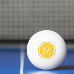 Yellow Circle Monogram Personalized Ping Pong Ball