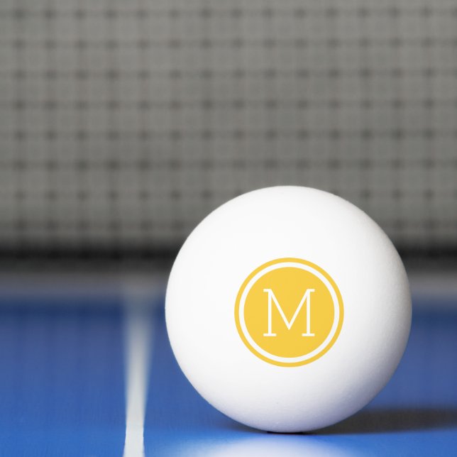 Yellow Circle Monogram Personalized Ping Pong Ball (Net)
