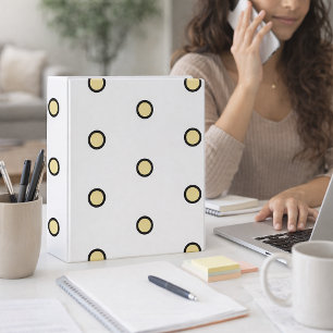 Yellow Circle Pattern Black Outline Binder