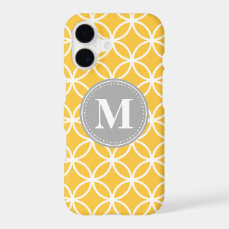 Yellow Circle Pattern Grey Monogram