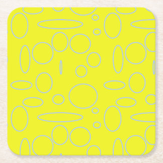 Yellow Circles and Loops Mousepad Square Paper Coaster