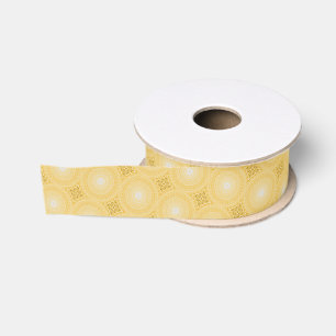 Yellow circles pattern grosgrain ribbon