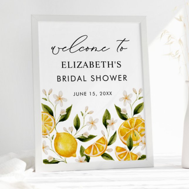 Yellow Citrus Lemon Party Bridal Shower Poster (Creator Uploaded)