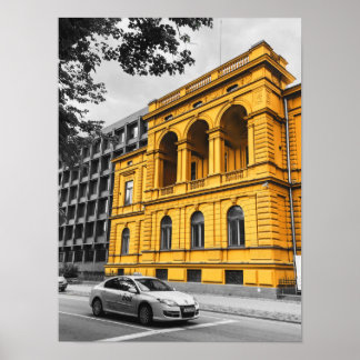 Yellow City Building Minimalist Photography Poster