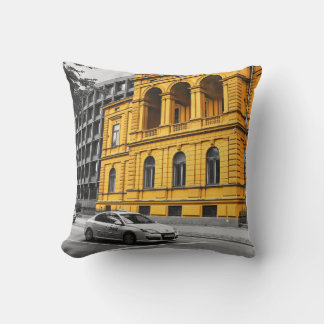 Yellow City Building Minimalist Photography Throw Pillow