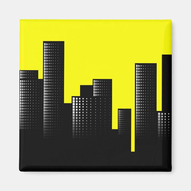 yellow cityscape magnet (Front)