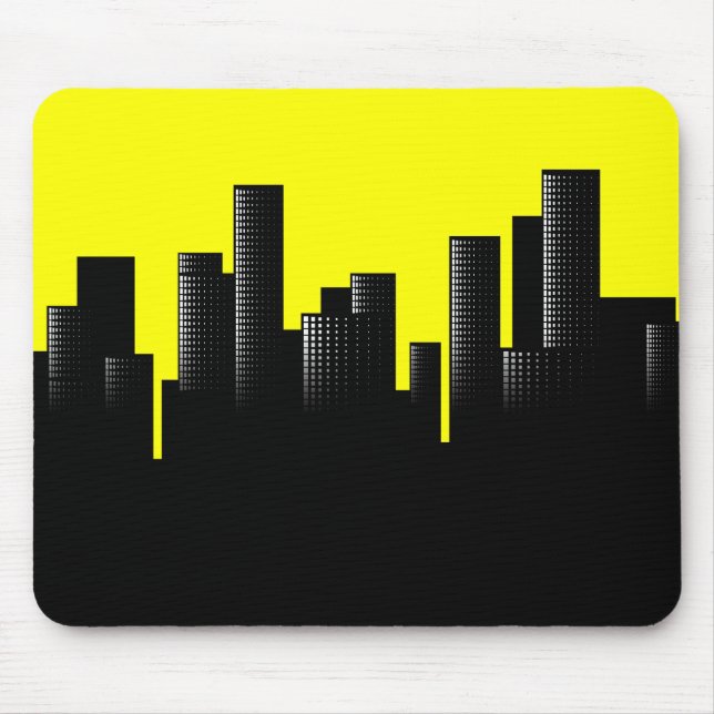 yellow cityscape mouse pad (Front)