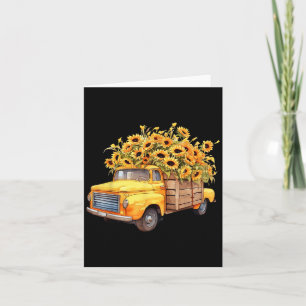 Yellow Ckup Truck Sunflower Autumn Halloween Thank Card