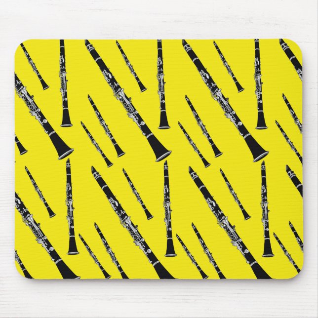 Yellow Clarinet Pattern Mouse Pad (Front)