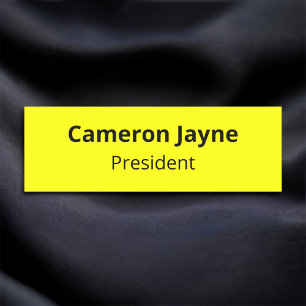 Yellow Classic Name Tag Pin or Magnet Professional