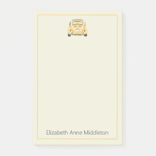 Yellow Classic Vintage Buggy Bug Car Personalized Post-it Notes