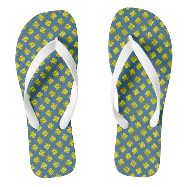 Yellow Clover Ribbon by Kenneth Yoncich Flip Flops (Footbed)
