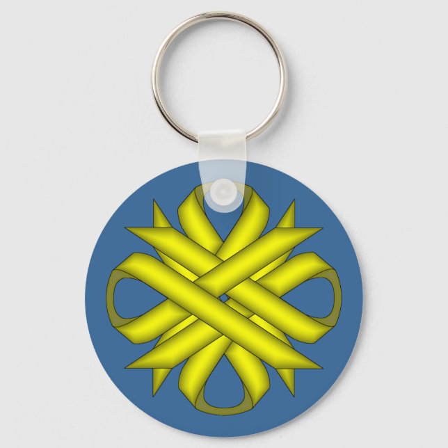 Yellow Clover Ribbon by Kenneth Yoncich Keychain (Front)