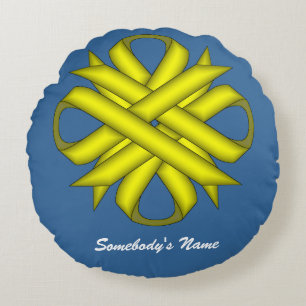 Yellow Clover Ribbon by Kenneth Yoncich Round Pillow